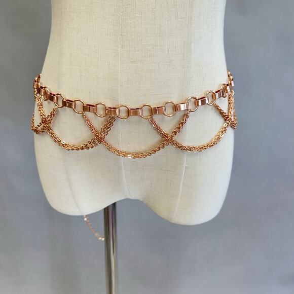 Tuleste rose gold layered chain belt 44" long one‎ size fits most - Picture 12 of 12